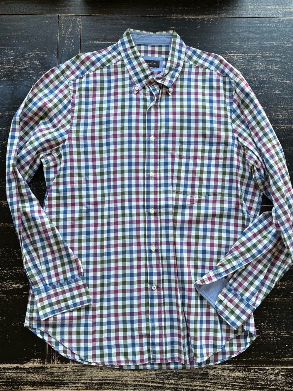 Massimo Dutti Men's Check Button-Down Shirt in Blue, Green & Burgundy size XL